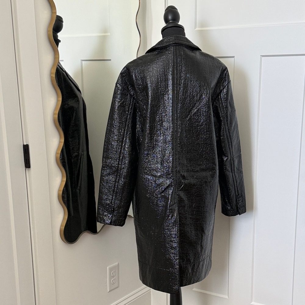 No. 21 Black Faux Leather Long Coat - Women's Jacket Sz 44 - US 8 - Picture 2 of 8